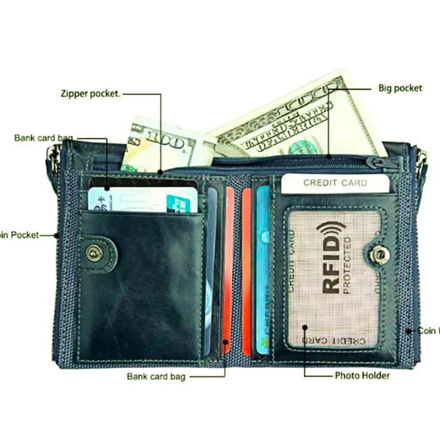 Кожаный мужской кошелек RFID, Green - Фото 2 Кожаный мужской кошелек RFID, Green - изображение 2