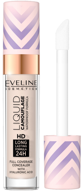 Korektor kamuflujący Eveline Cosmetics Liquid Camouflage HD Full Coverage Concealer 01 Light Porcelain wodoodporny z kwasem hialuronowym 7.5 ml (5903416038146) - obraz 1
