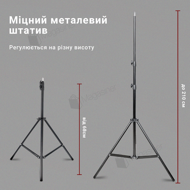 Профессиональная LED лампа PM-36 RGB 36х25 см со штативом 2,1 метр (2480) - изображение 5
