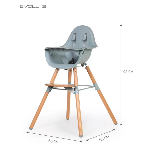 Стілець для годування Childhome Evolu 2 з бампером – natural/mint CHEVOCHMI - изображение 2