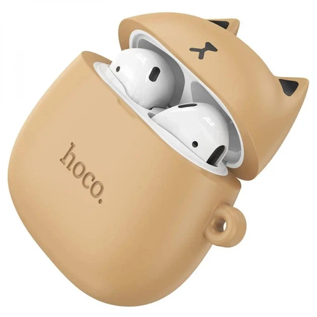 Беспроводные детские наушники Hoco EW45 Bluetooth с зарядным кейсом и микрофоном блютуз вкладыши коричневые - изображение 2