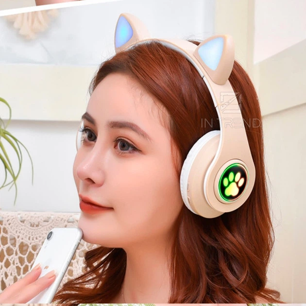 Навушники з котячими вушками Бездротові Wireless headphones Cat ear CXT