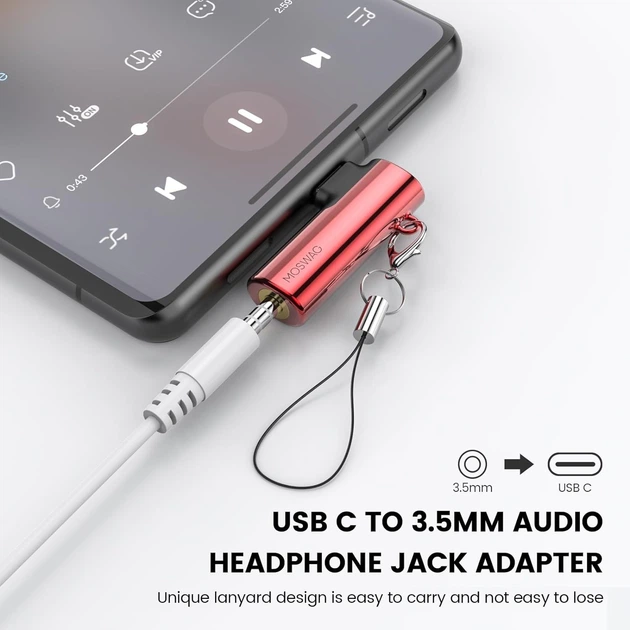 Адаптер MOSWAG USB Type C на 3.5мм red - Фото 3 Адаптер MOSWAG USB Type C на 3.5мм red - зображення 3