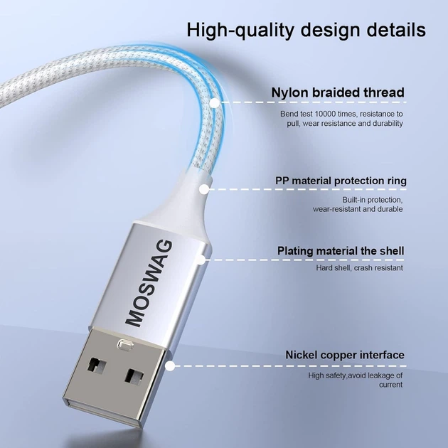 Кабель MOSWAG USB to AUX 0.2м white - изображение 5