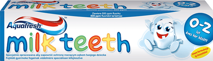 Pasta do zębów Aquafresh Milk Teeth dla dzieci 0-2 lata 50 ml (3830029294787) - obraz 1