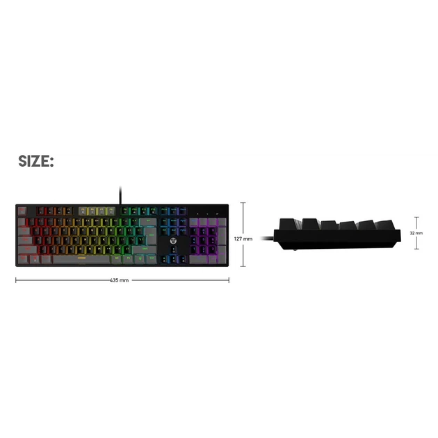 Ігрова провідна механічна клавіатура Fantech ATOM MK886 Red Switch "Тихі" Switch c RGB підсвічуванням Black/Black - зображення 4