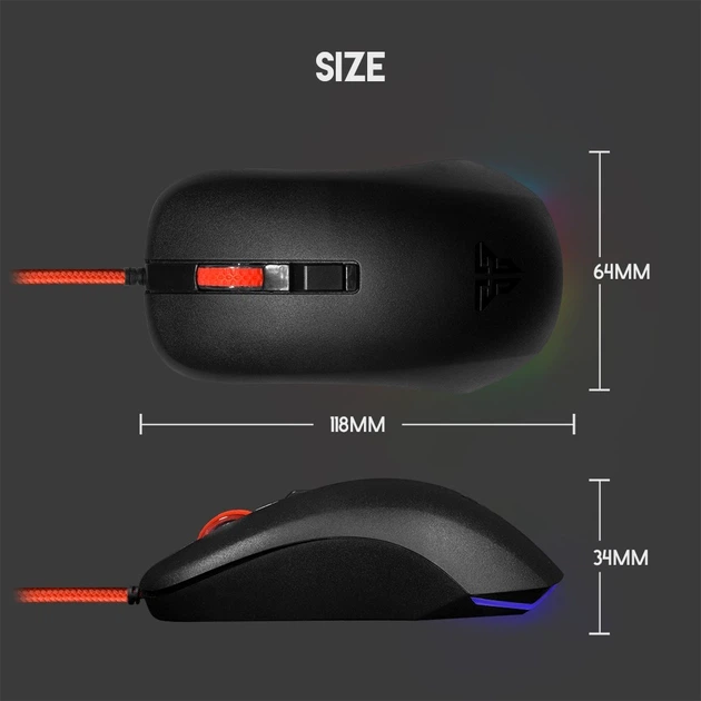Игровая компьютерная мышь Fantech G13 Rhasta II USB с RGB c подсветкой 1.8м DPI 800-2400 Нейлон Black - изображение 10
