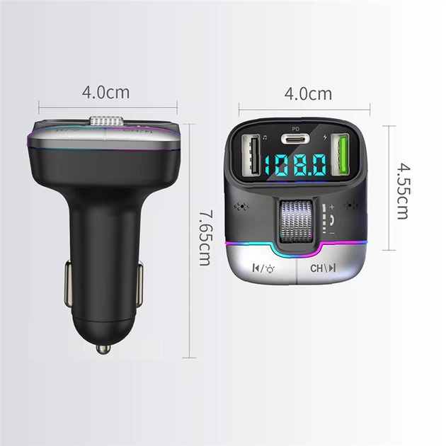 Подвійний USB Qc PD FM-модулятор Gzoi аудіоадаптер Автомобільний зарядний пристрій від прикурювача - зображення 3