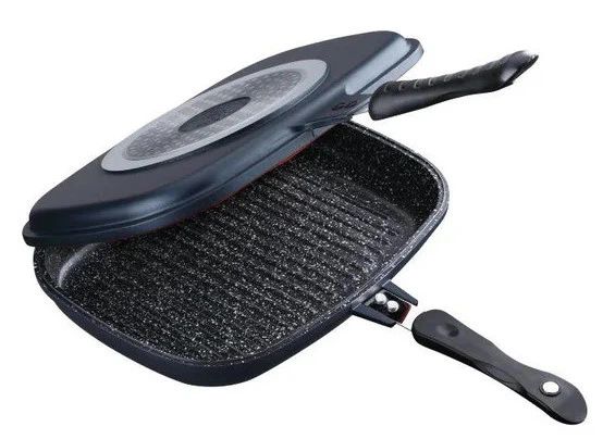 Двухсторонняя сковорода-гриль Daisini BN-555 с мраморным покрытием диаметр 36 см Black - изображение 2