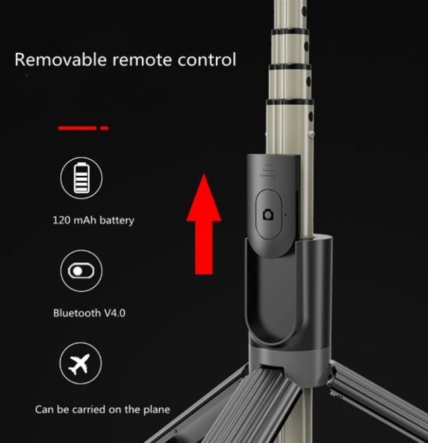 Селфи палиця Bluetooth (тринога) з підсвічуванням на акумуляторі Usams L07 на 3 режиму з пультом - зображення 8