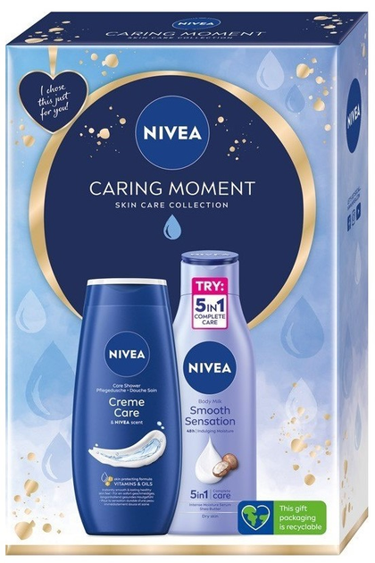 Zestaw Nivea Caring Moment Żel pod prysznic 250 ml + Mleczko do ciała 250 ml (9005800371788) - obraz 1