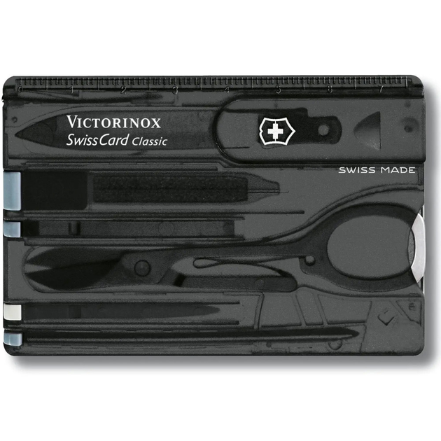 Набір Victorinox Swisscard 82х54х4мм/10функ/прозорий чорний, блістер - зображення 2