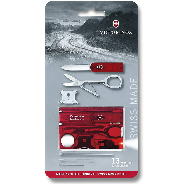 Набор Victorinox Swisscard Lite 82х54х4мм/13функ/прозрачный красный, блистер - изображение 1