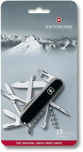 Нож Victorinox Huntsman 91мм/15функ/черный, блистер - изображение 1