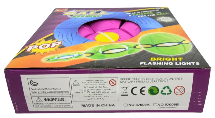 Мячик фрисби складной игровой Flat Ball Disc мяч трансформер летающая тарелка сетящаяся 6 LED - изображение 5