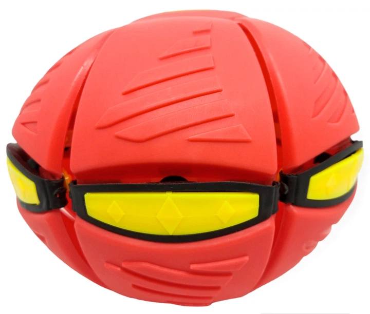 Складной игровой мячик фрисби Flat Ball Disc мяч трансформер летающая тарелка светящаяся с 6 LED красный - изображение 2