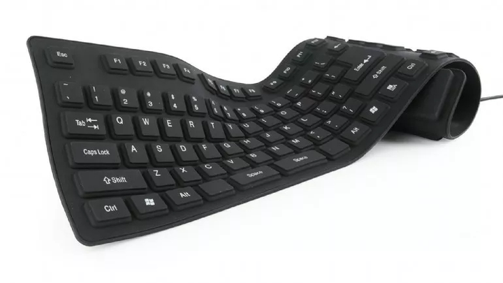 Клавіатура дротова Gembird силіконова водонепроникна USB з функцією OTG Чорна (KB-109F-B) - зображення 3