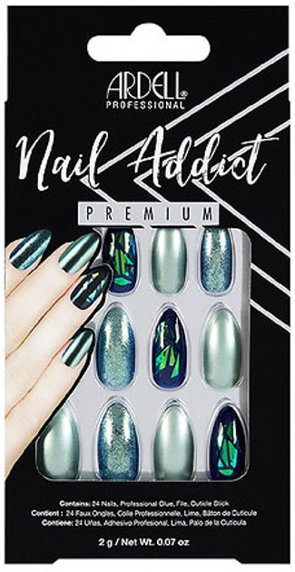 Zestaw sztucznych paznokci Ardell Nail Addict Green Glitter Chrome False Nails (74764758873) - obraz 1