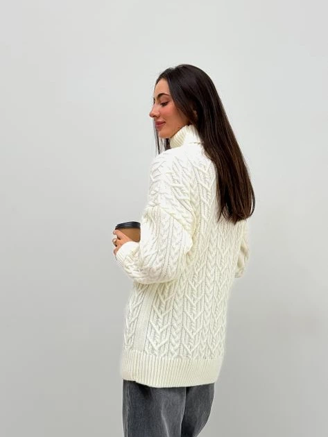 Свитер вязаный оверсайз женский ARTKNIT Оливия One Size Молочный (4823093453289) - изображение 3