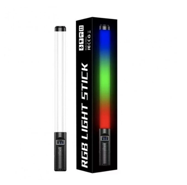 Лампа с аккумулятором UKC RGB LED Stick 50см (2600 mAh, палка жезл труба, Type-С USB, Пульт ДУ, блогинг, интервью, с экраном, сумка) - Черная - изображение 2