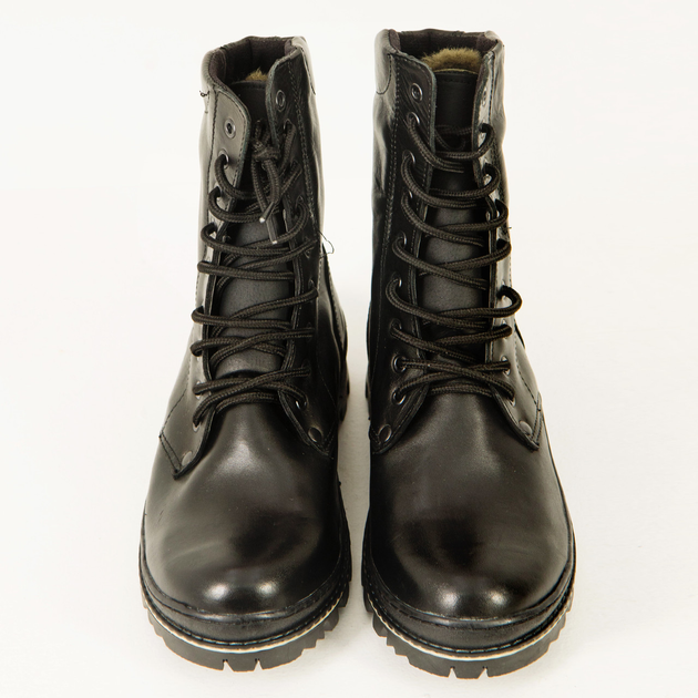 Берцы зимние кожаные черные, натуральный мех, подошва антистат, ботинки мужские 442 - изображение 2