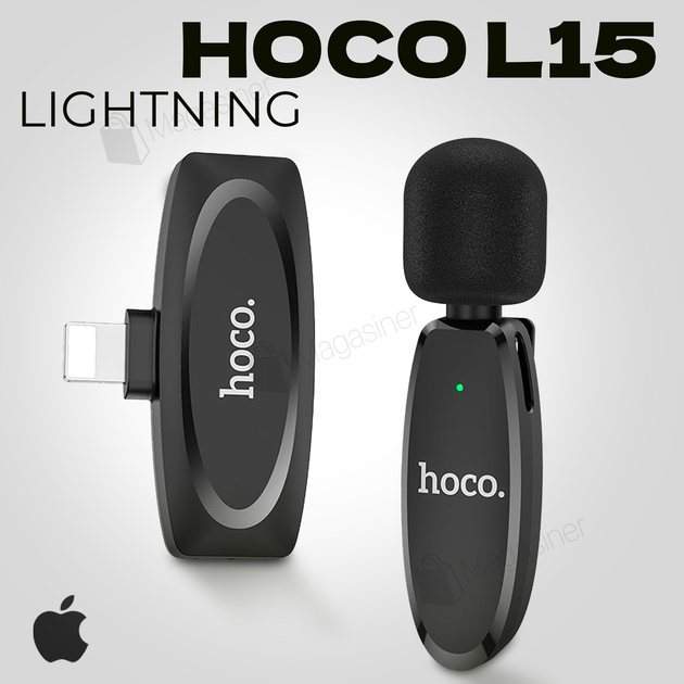 Професійний бездротовий петличний мікрофон HOCO L15 Lightning (2665-1) - Фото 1 Професійний бездротовий петличний мікрофон HOCO L15 Lightning (2665-1) - зображення 1
