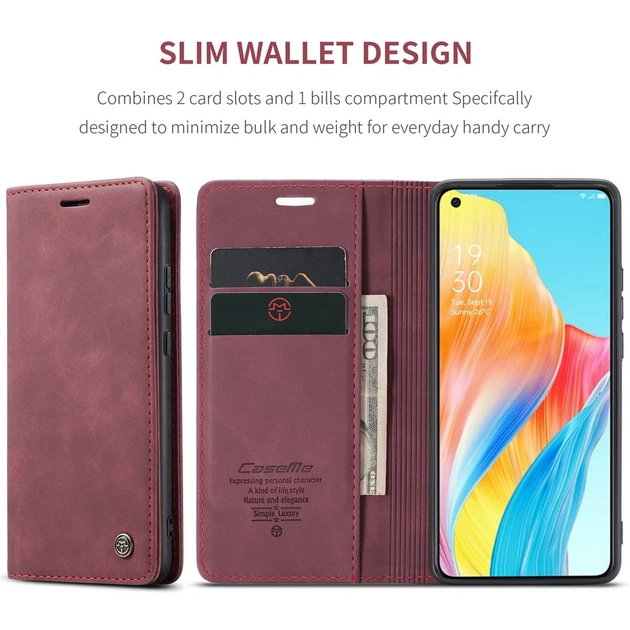 Чохол книжка з магнітом OPPO A78 4G CaseMe Wine (34419-42) - Фото 3 Чохол книжка з магнітом OPPO A78 4G CaseMe Wine (34419-42) - зображення 3