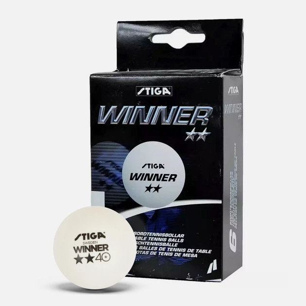 М'ячі для настільного тенісу Stiga Winner 40+ White 6-шт - Фото 1 М'ячі для настільного тенісу Stiga Winner 40+ White 6-шт - зображення 1