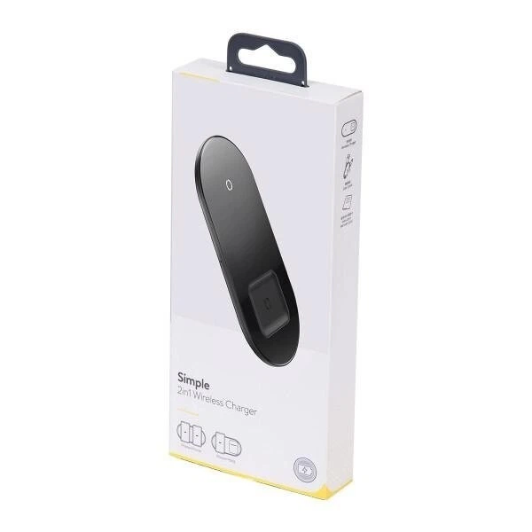 Беспроводное зарядное устройство Baseus Simple 2in1 18W Black, - изображение 6