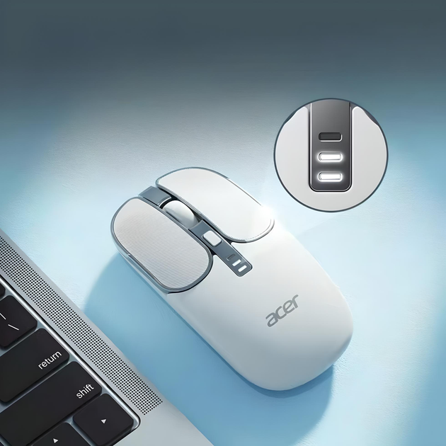 Бездротовий комплект ACER KM41-6W OCC202 клавіатура + миша, Bluetooth+2.4 ГГц, white - зображення 4