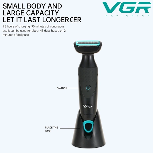 Бритва електрична 2в1 VGR Body Groomer - електробритва чоловіча з триммером для носа та вух 2 в 1 - Фото 4 Бритва електрична 2в1 VGR Body Groomer - електробритва чоловіча з триммером для носа та вух 2 в 1 - изображение 4