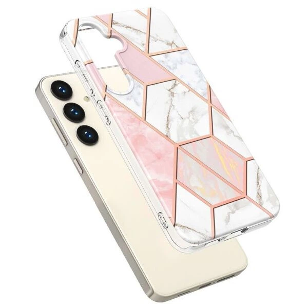 Захисний чохол Deexe Marble Pattern для Samsung Galaxy S24 Plus - White / Pink - зображення 2