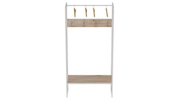 Вешалка напольная модульная Ferrum-decor Трелис 13 180x90x38 белый ДСП Дуб Сан-Марино 16мм (XK00296) - Фото 3 Вешалка напольная модульная Ferrum-decor Трелис 13 180x90x38 белый ДСП Дуб Сан-Марино 16мм (XK00296) - изображение 3