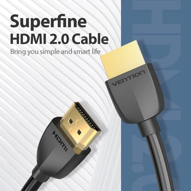 Тонкий кабель HDMI Vention Slim Portable HDMI 2.0 кабель черный в оплетке 1.5 м (YM867) - изображение 3