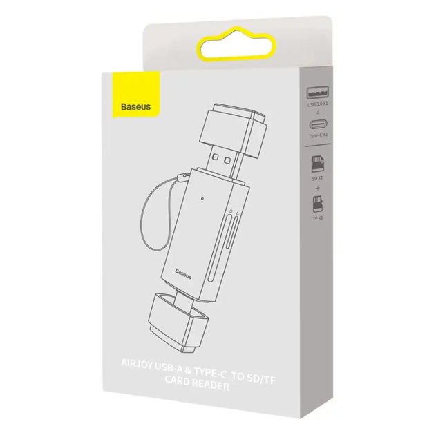 Картридер Baseus Lite Series USB-A 3.0 & Type-C to SD/microSD Gray - зображення 10