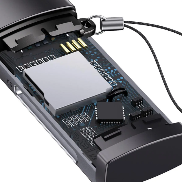Картридер Baseus Lite Series USB-A 3.0 to SD/microSD Gray - зображення 6