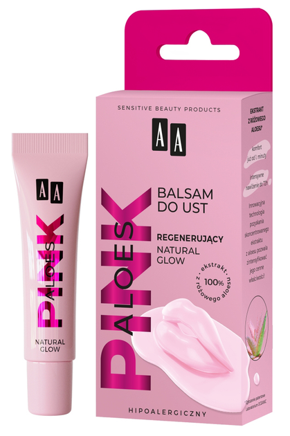 Balsam do ust AA Aloes Pink Natural Glow regenerujący 10 g (5900116088914) - obraz 1