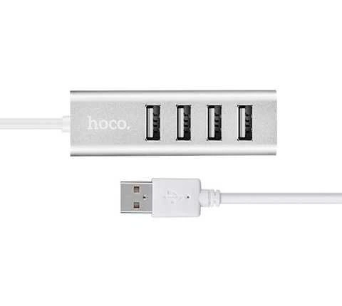 Хаб адаптер USB - на 4 USB - Hoco Line machine HB1 silver 6957531038146 - зображення 3