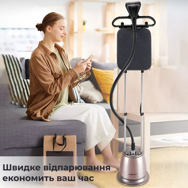 Отпариватель для одежды вертикальный напольный парогенератор с доской для глажки деликатных тканей 2000W - изображение 10