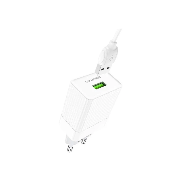 Зарядний пристрій BOROFONE BA47A Mighty speed single port QC3.0 3A + Type-C cable White (BA47AMW) - зображення 3