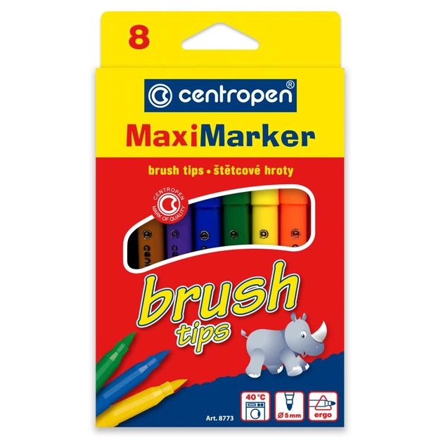 Фломастеры Centropen 8773 Maxi Brush tips, 8 colors (8773/08) - Фото 2 Фломастеры Centropen 8773 Maxi Brush tips, 8 colors (8773/08) - изображение 2
