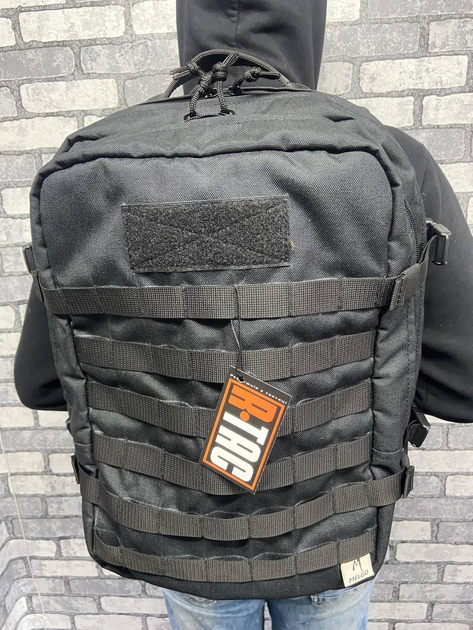 Рюкзак тактичний 40 літрів полікордура темна Чорний (black) армійський, штурмовий - изображение 1
