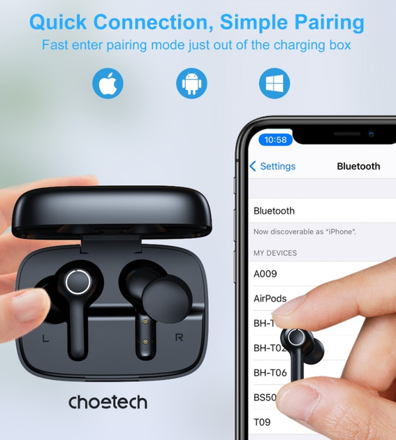 Беспроводные наушники Choetech BH-T06 TWS bluetooth - изображение 5