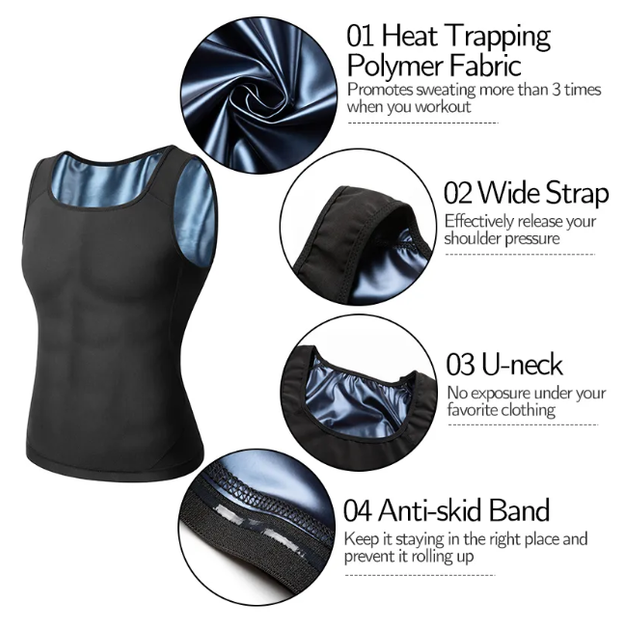 Майка чоловіча для схуднення Sweat Shaper ML Чорний (KG-11291) - зображення 2