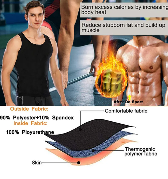 Майка чоловіча для схуднення Sweat Shaper ML Чорний (KG-11291) - зображення 9