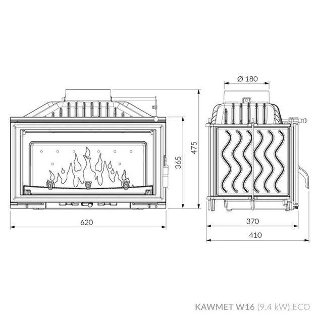 Каминная топка Kawmet W16 9,4 кВт Eko - изображение 6
