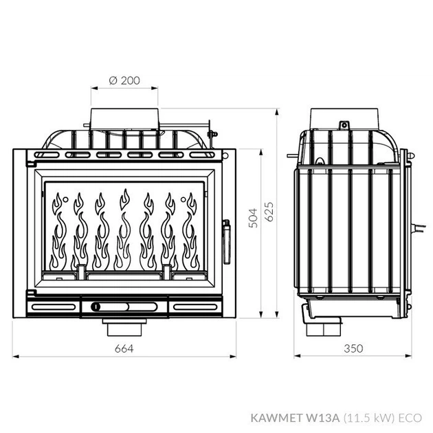 Каминная топка Kawmet W13A (11.5 kW) EKO - изображение 4