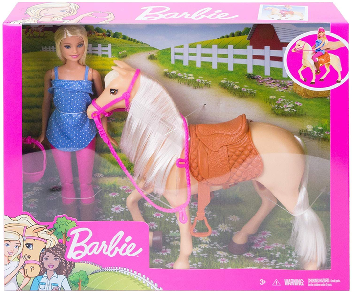 Zestaw do zabawy Mattel Blonde Barbie & Horse Playset (887961691351) - obraz 1