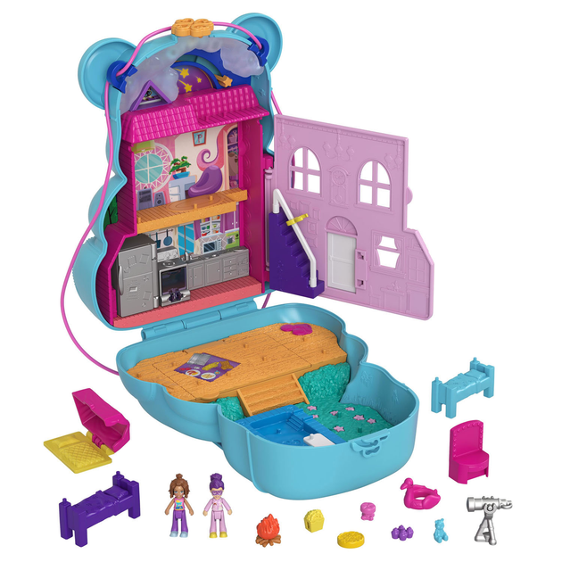 Zestaw do zabawy Mattel Polly Pocket Sleepover Teddy Compact Playset (194735048274) - obraz 1