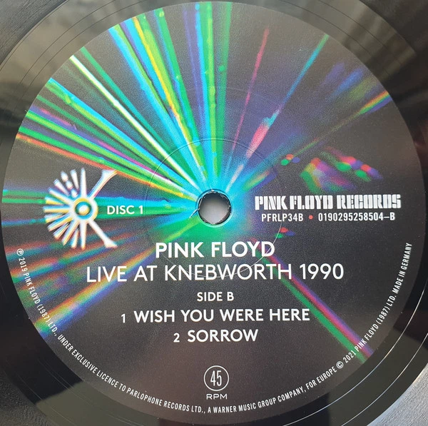 Вінілова платівка Pink Floyd – Live At Knebworth 1990 2 LP Set 2021 (pfrlp34, 180 Gm.) Pink Floyd Records/EU Mint (art.239574) - зображення 7